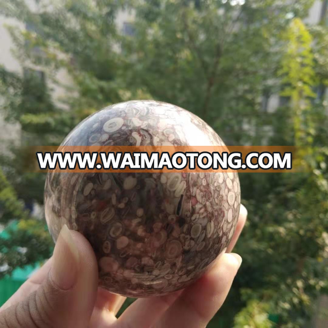 Natural coral stone Ball Polished Coral Jade Crystal Sphere