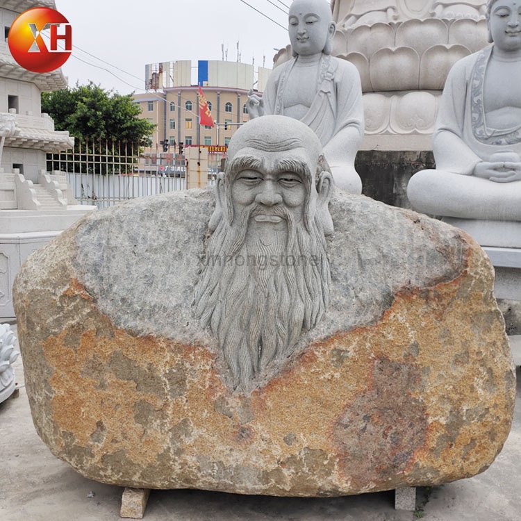 Hand Carved Natural Stone Lao Zi Sculpture For Sale