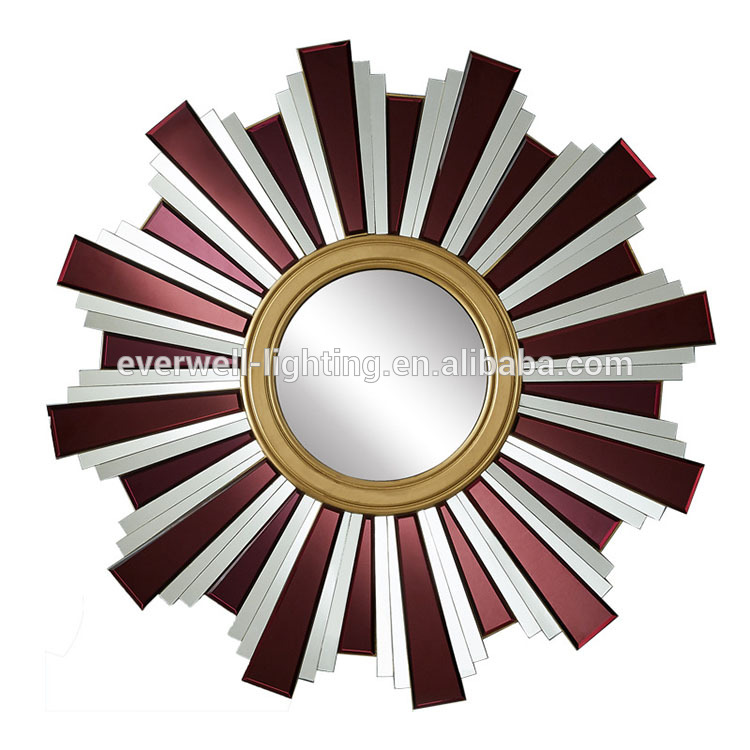 Modern Gold Iron Metal Frame Handmade Design Sunburst Decorative Wall Mirror for Living Room