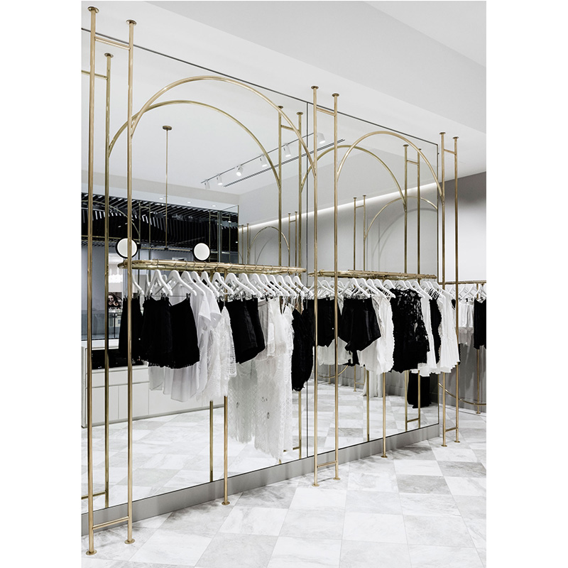 Factory Supply High Quality Mental Golden Clothes Stand Rack For Boutique