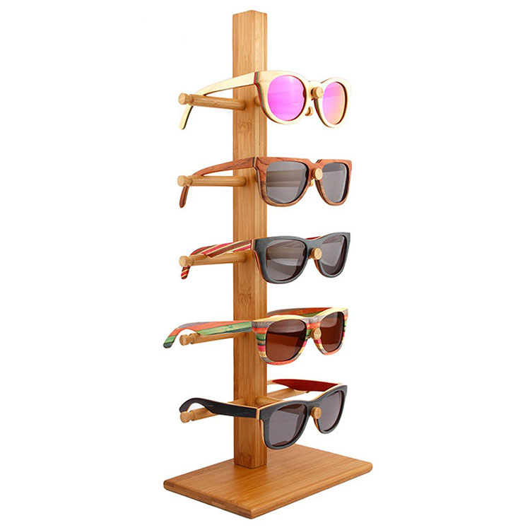 5 Layers Single Row DIY Demountable Sunglasses Holder Glasses Stand Shelf Bamboo Display  Rack