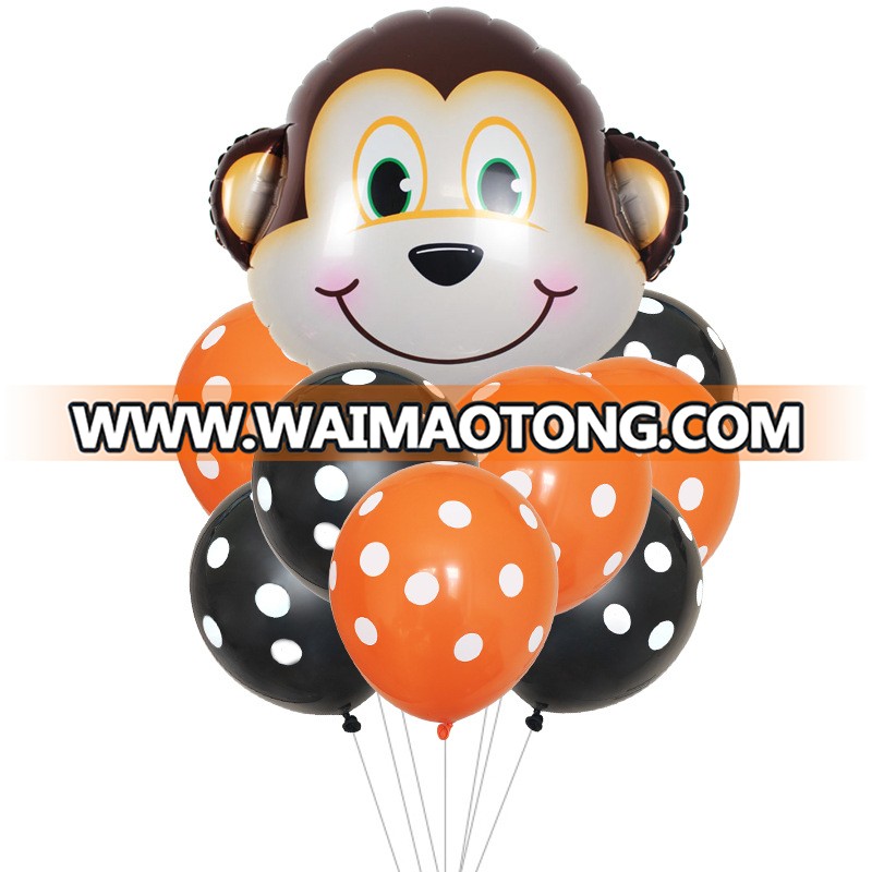 Wholesale Foil Balloons Cartoon(cow, giraffe, lion, monkey,tiger,zabra) Foil Balloon Dots Latex Balloon for Party Decoration