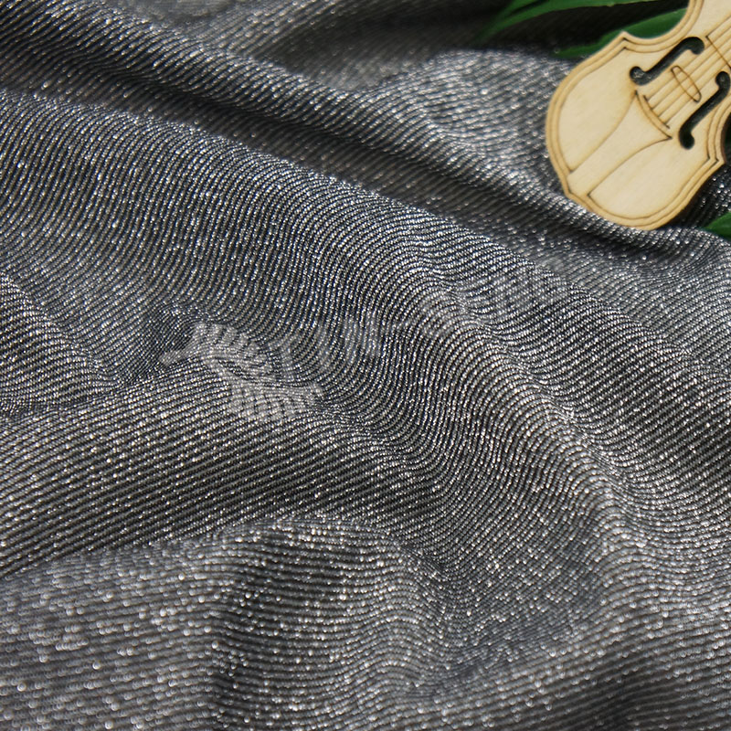 Black Silver Metallic Ribbed Knit Fabric for winter summer cloth