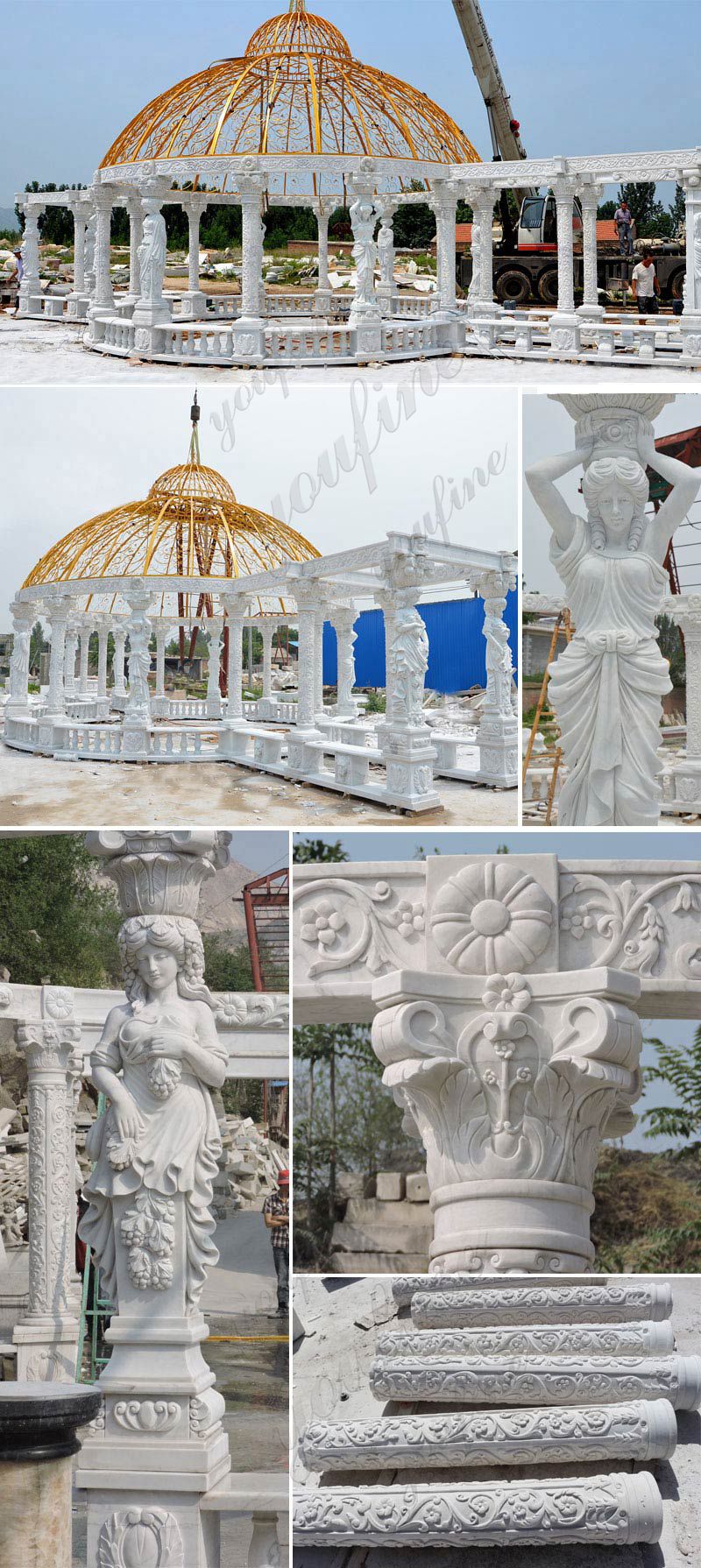 Outdoor Large Hand Carved Marble Gazebo for Garden