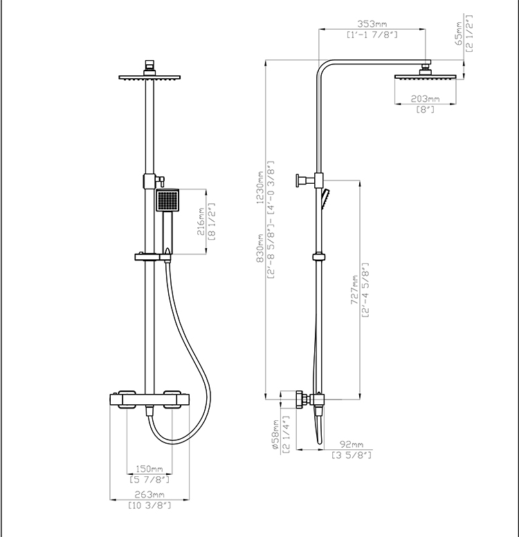 square hot and cold bathroom bath exposed thermostatic  shower faucet mixer tap taps kits