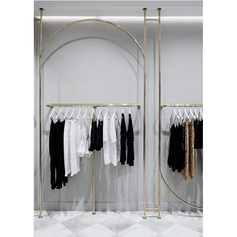 Factory Supply High Quality Mental Golden Clothes Stand Rack For Boutique