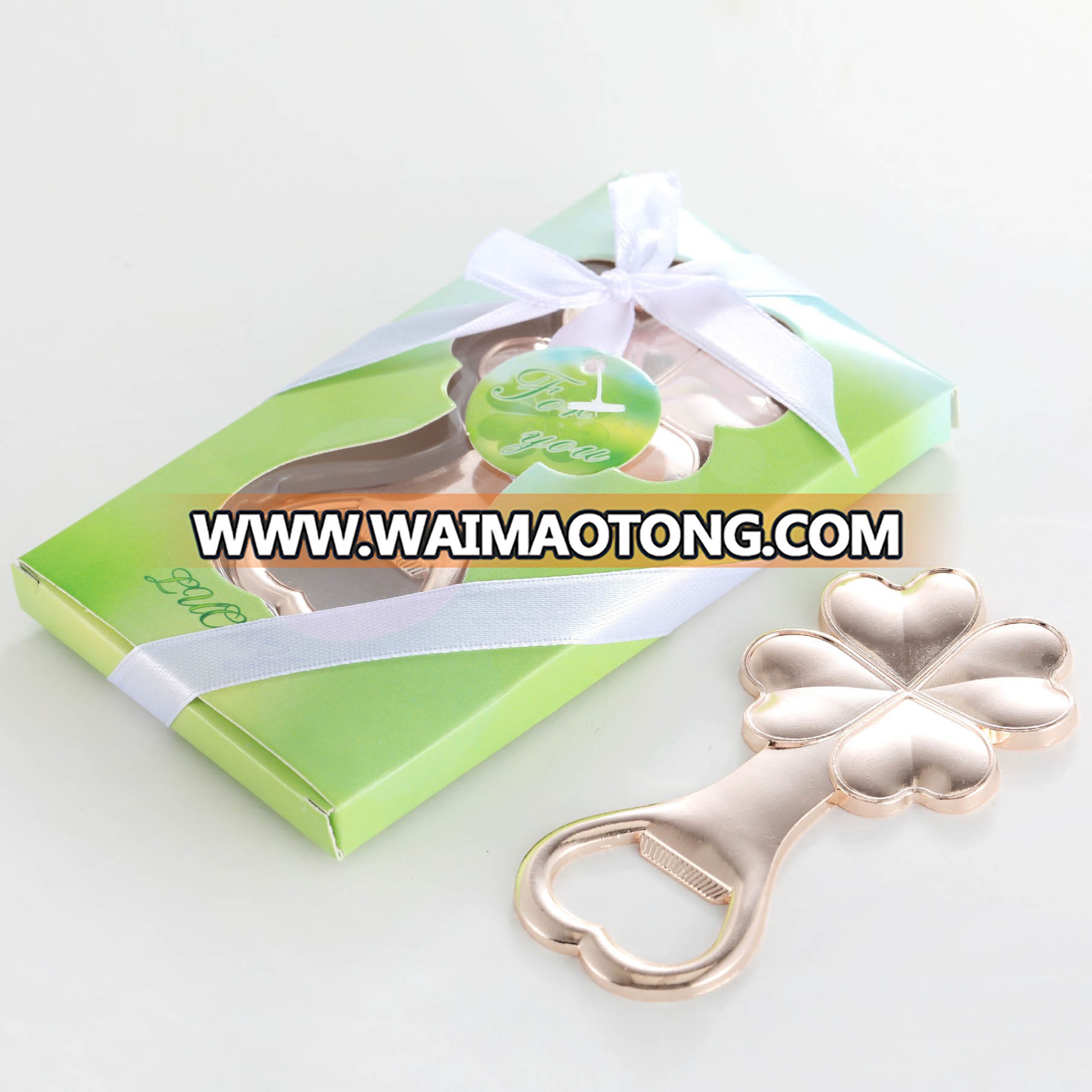 Ywbeyond Golden Wedding and bridal shower souvenirs Lucky clover green four leaf clover bottle opener