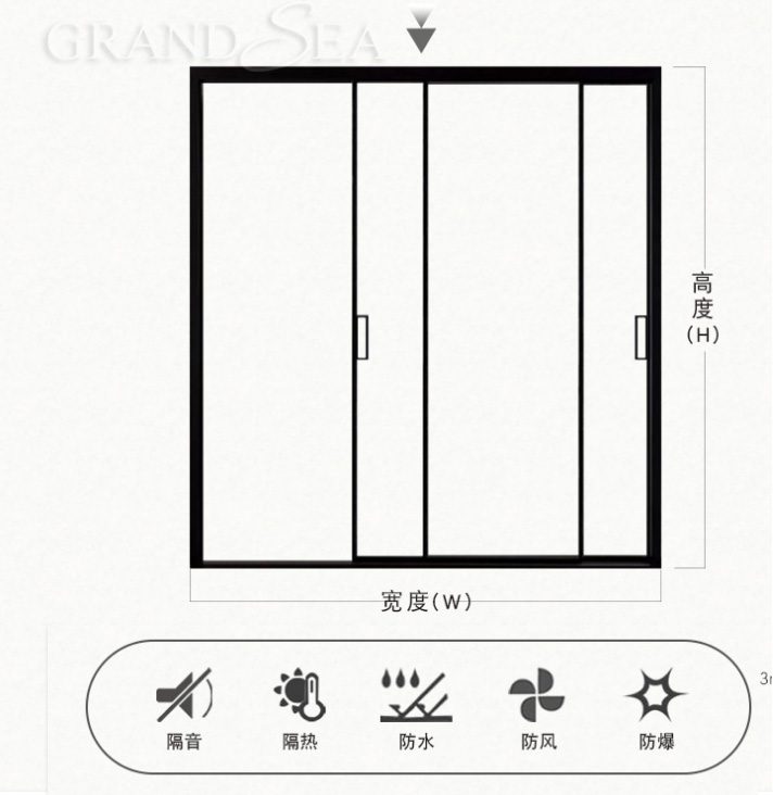 high quality slim frame aluminum sliding glass door Soundproof windproof narrow frame sliding doors