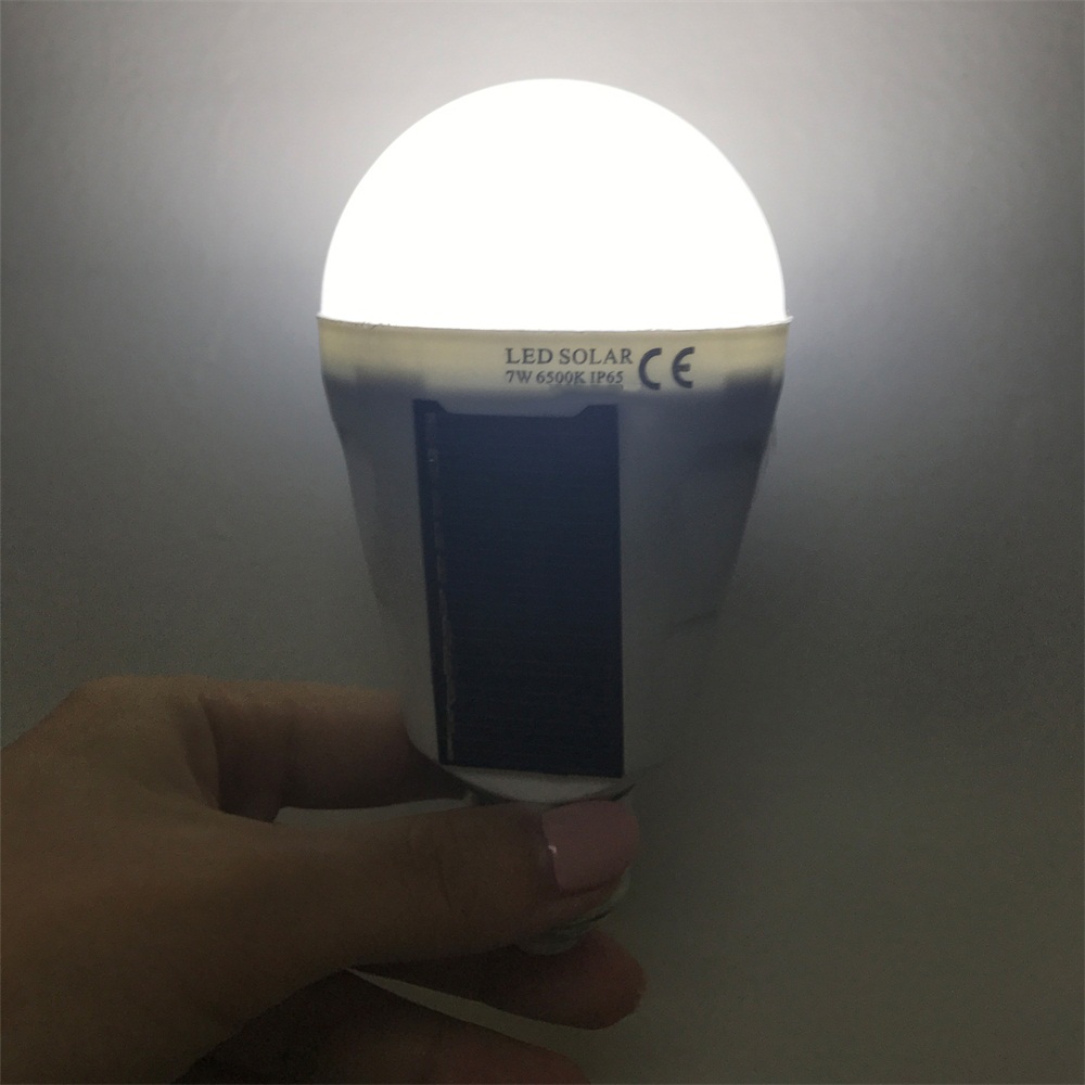 Waterproof LED Solar Light Bulb Outdoor 7W E27 Portable 4 Hiking Fishing Camping Emergency Light