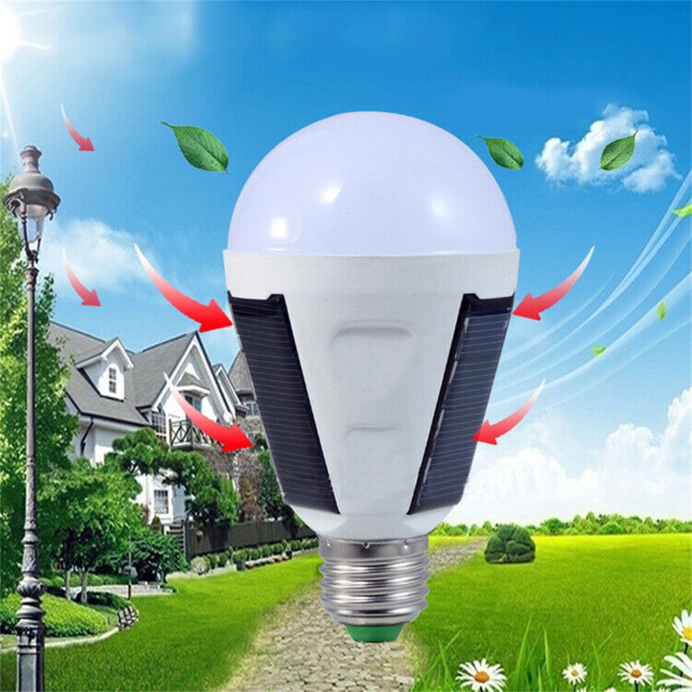 Waterproof LED Solar Light Bulb Outdoor 7W E27 Portable 4 Hiking Fishing Camping Emergency Light