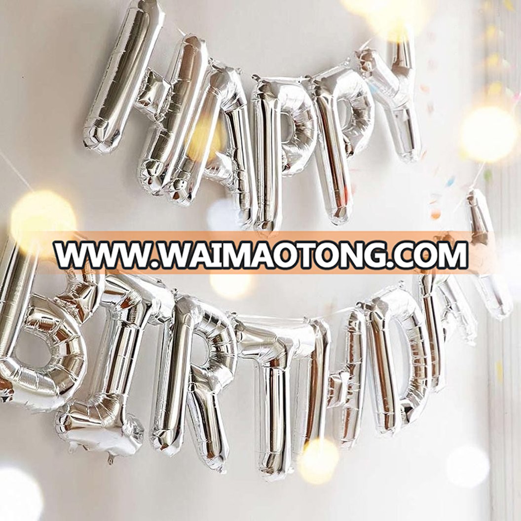 16 Inch" HAPPY BIRTHDAY "Balloon Set Aluminum Foil Balloon Baby Birthday Decoration Alphabet Helium Balloon