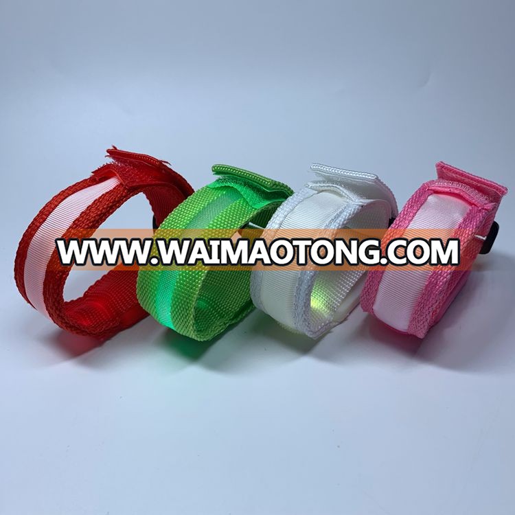 OEM price outdoor sports flashing nylon customized colorful LED wristband