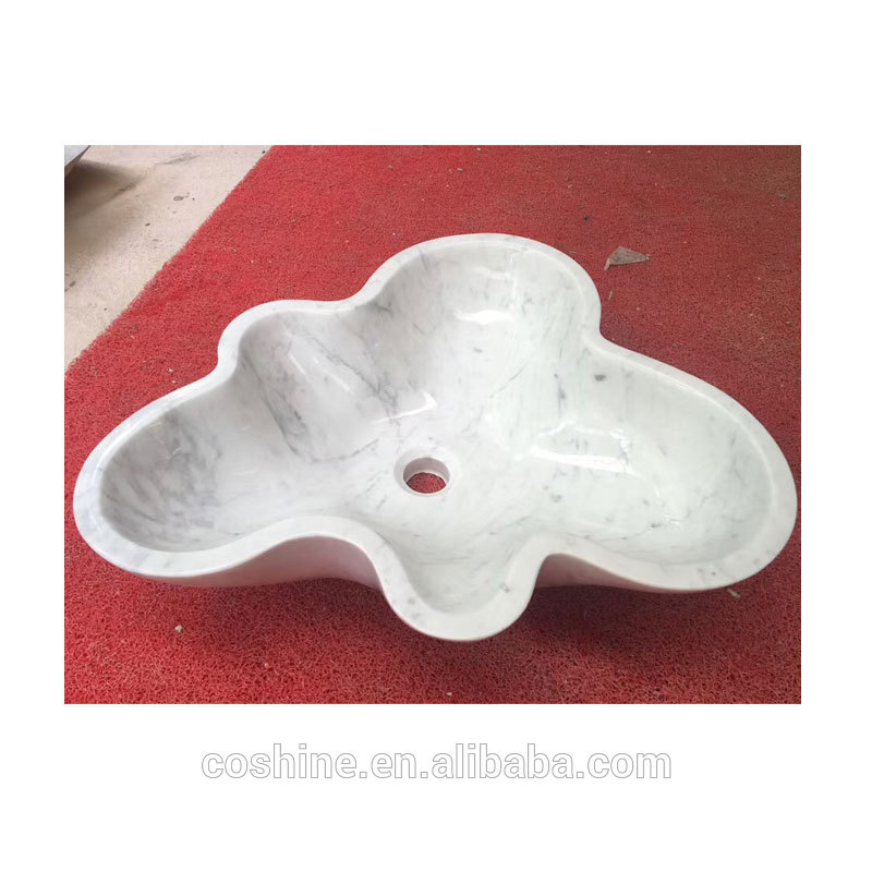 Above Counter Top Bathroom Onyx Marble Flower Shaped Design Wash Basin