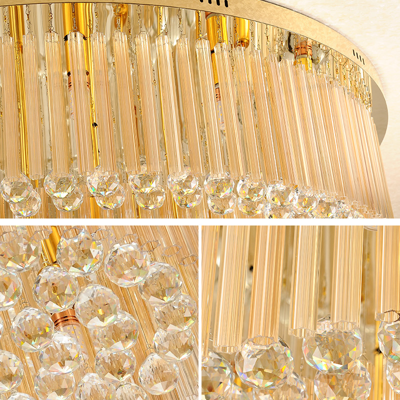 Big Home Lighting Luxury K9 Crystal Chandeliers & Pendant Lights Gold