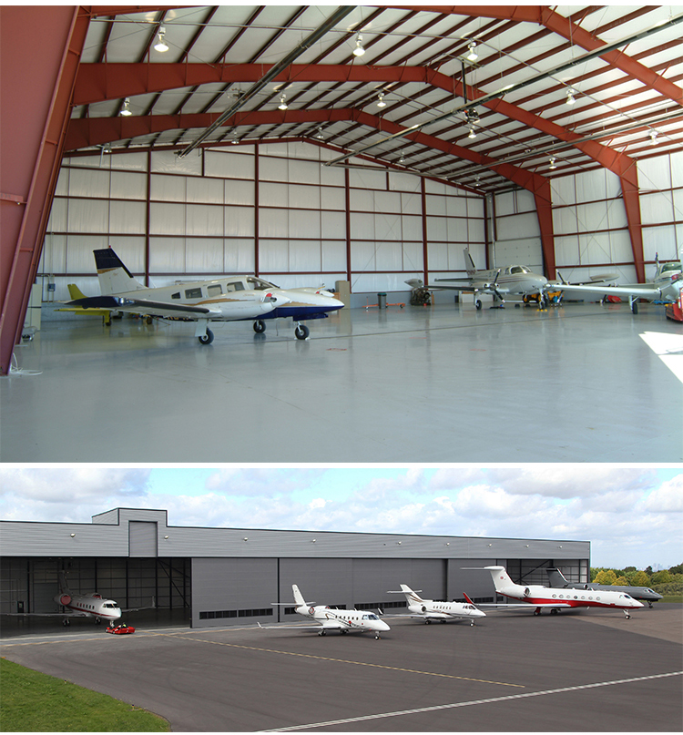 Low cost prefabricated light steel building structure aircraft hangar for sale