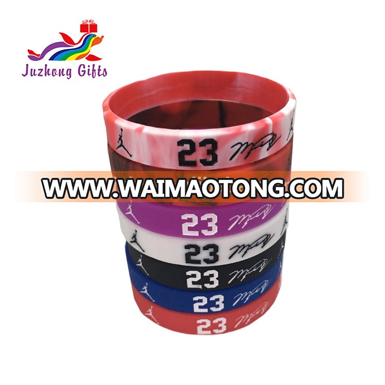 Custom Cheap sport silicone bracelet basketball sport silicone wristbands with fill ink logo