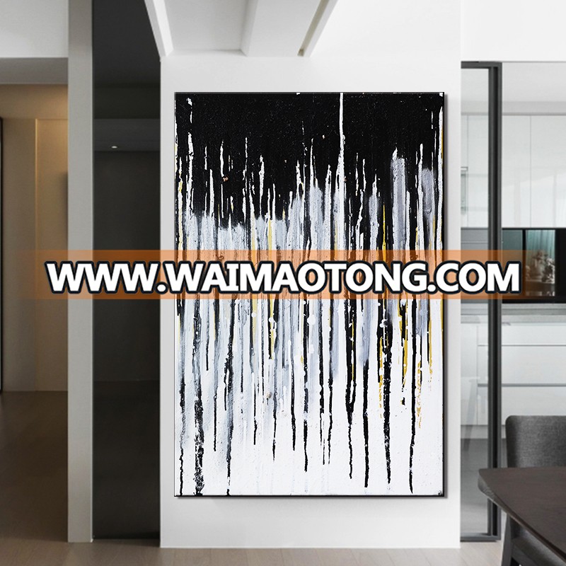 Abstract Lines Oil Painting Handmade Painting Black and White 3d line Modern poster Wall Art for living room Decoration