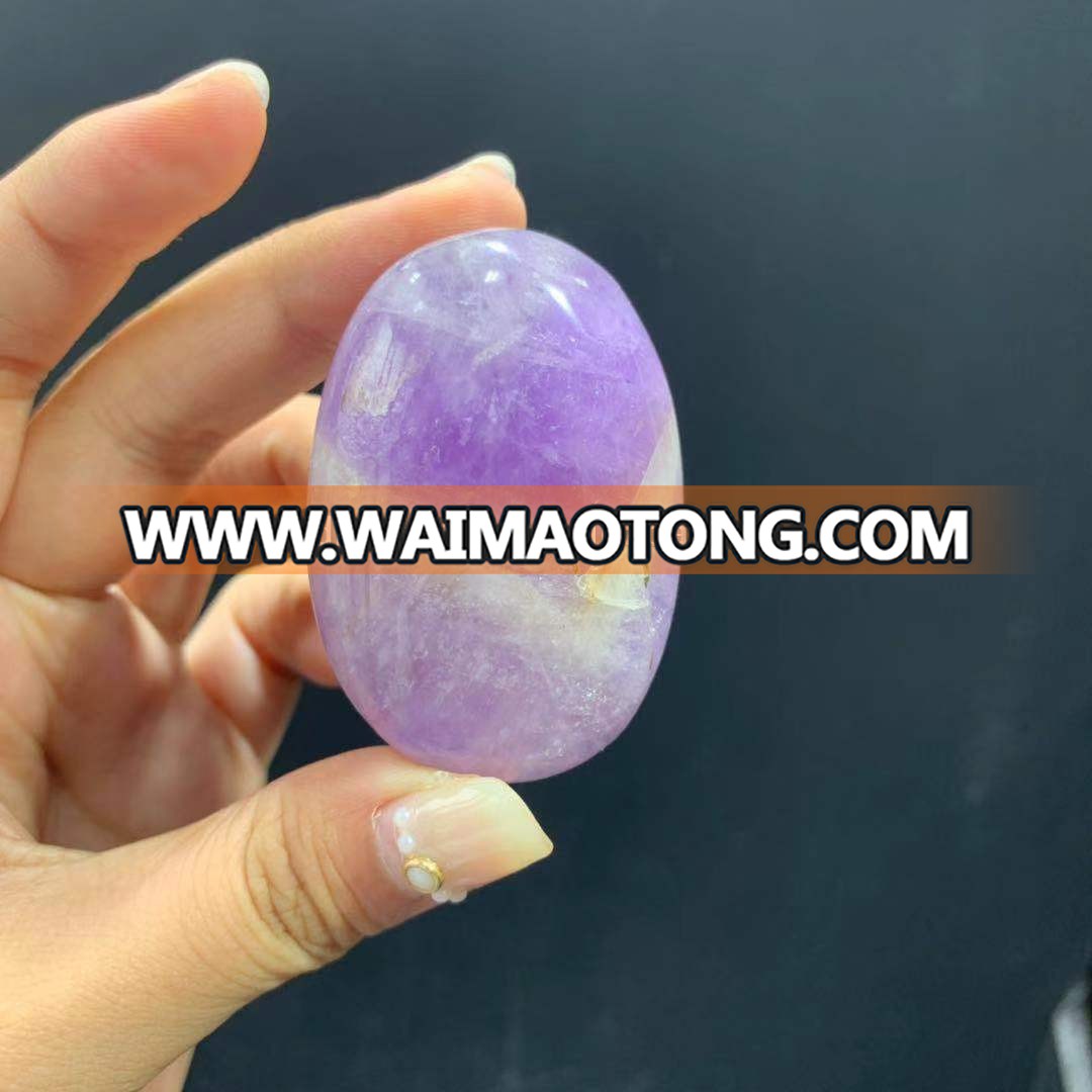 wholesale natural dream amethyst crystal palm purple crystal stone palm crystal craft for decoration