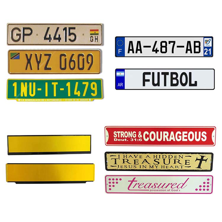 Custom 3M reflective aluminum European embossed car license plate