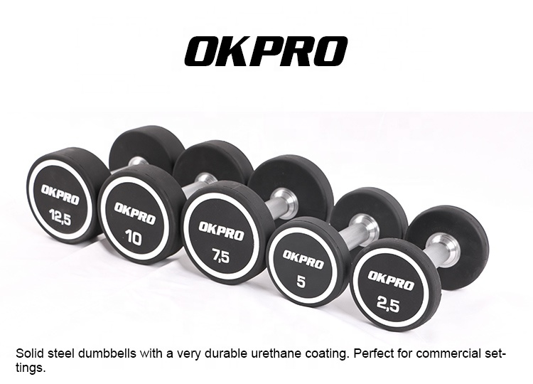 Custom Logo Weight Lifting Black PU Coated Dumbbell Set