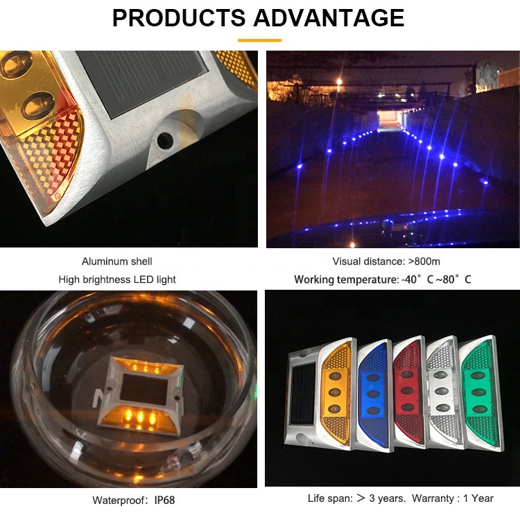 Manufacturer price High brightness IP68 flashing traffic marker light reflective aluminum led cat eye solar road stud