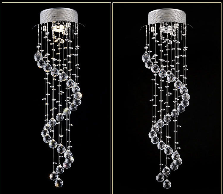 Modern style simple crystal chandelier villa living room chandelier LED revolving stair lamp hanging lamp