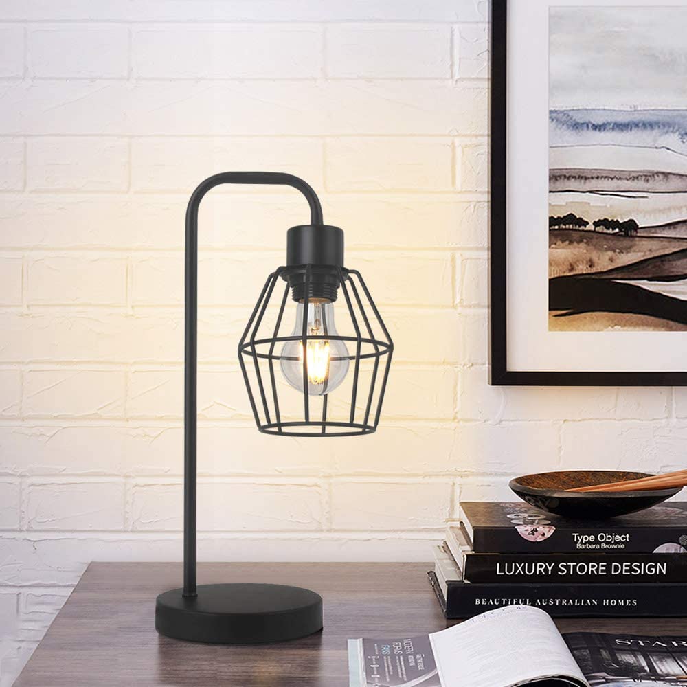 JLT-9522 Industrial Vintage Retro Rustic Metal Cage Table Lamp For Living Room Bedside