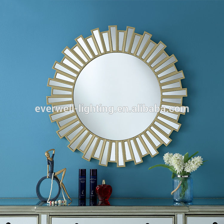 Round Frame Home Decoration Polyurethane Art Framed Wall Mirror