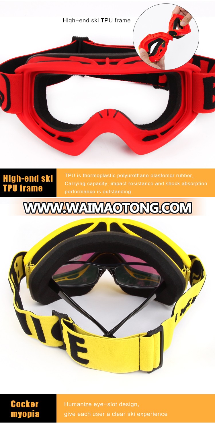 removable nose guard ski goggles soft rubber TPU snow goggles