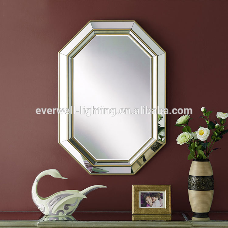 Anti fog polyurethane mothproof mirror for wall decoration factory sale golden framed wall mounted mirror