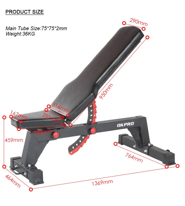 OKPRO Multifunction Commercial Equipment Adjustable Bench