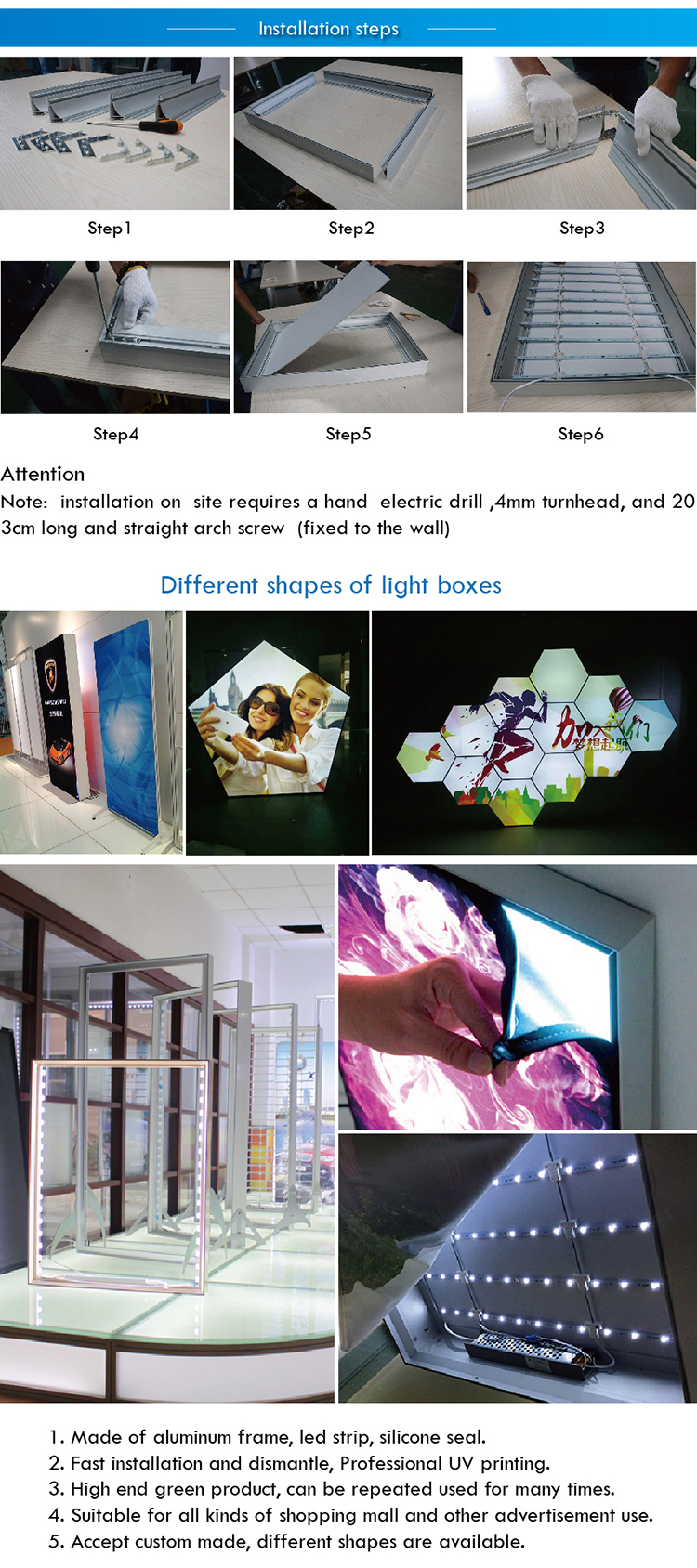 2020 Newest advertising display indoor ultra thin fabric frameless flex banner light box