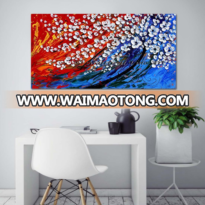 Abstract Heavy Textured Flower Painting 100% Hand Painted Tree Oil Painting Decor Canvas Wall Art Living Room Wall Decor Paint