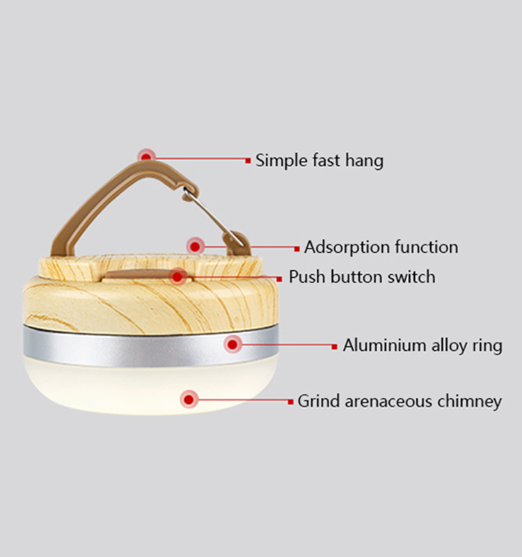 2020 New design Red flash Mini Camping Lantern Wood grain LED camping light