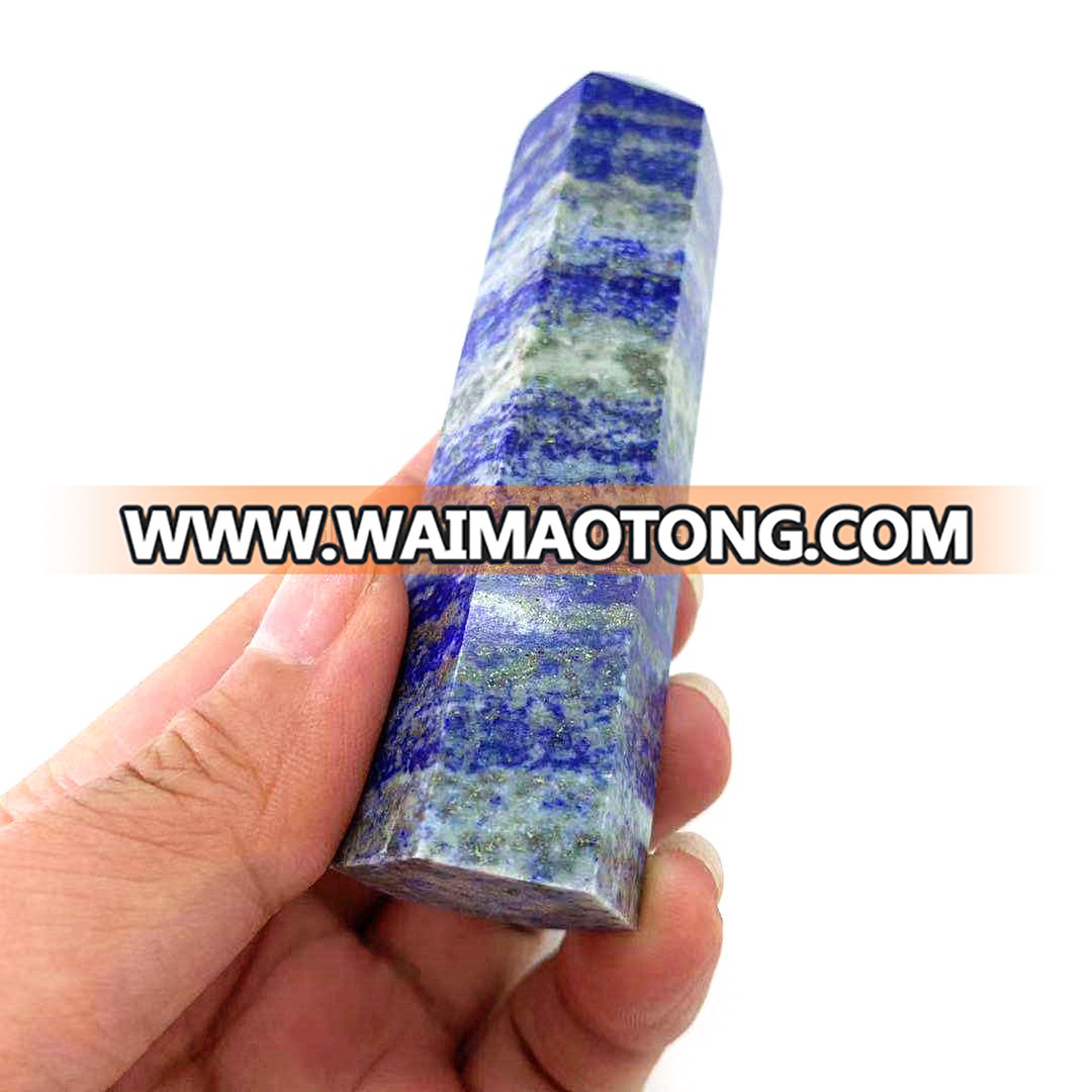 wholesale natural Lapis Lazuli point healing blue crystal wand lapis lazuli crystal craft quartz point