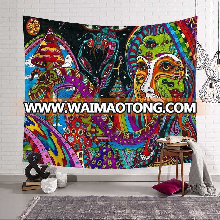 Custom Digital Print Trippy Hippie Tapestry Psychedelic Wall Tapestry