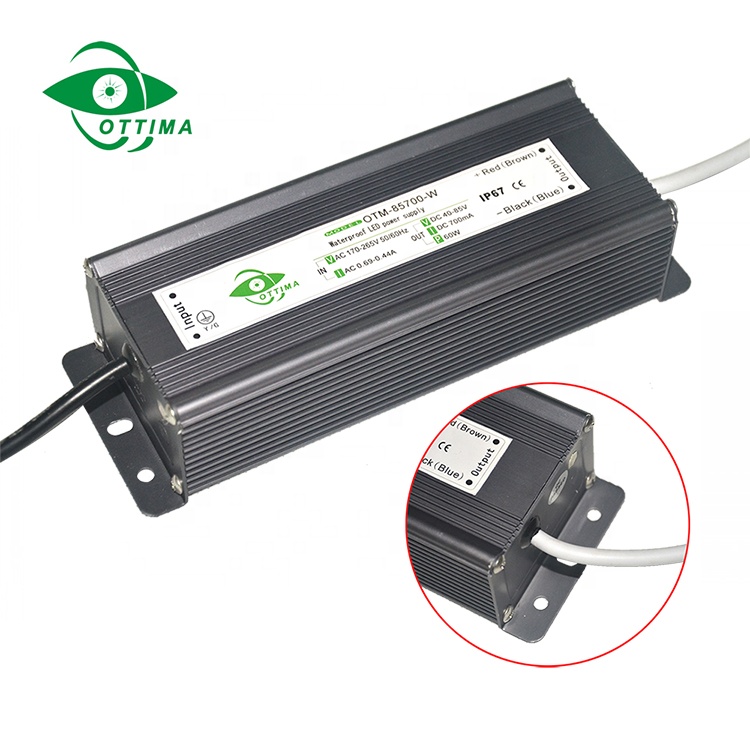 Slim IP67 led power supply 80w 1200 ma constant current weatherproof led driver