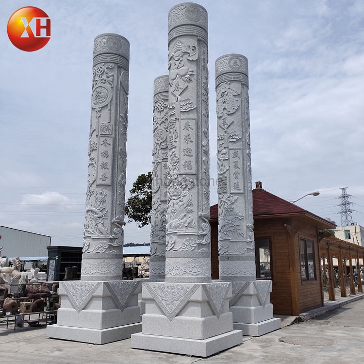 Hand Carved Four Season Culture Column For Outdoor Plaza Landscape Decoration