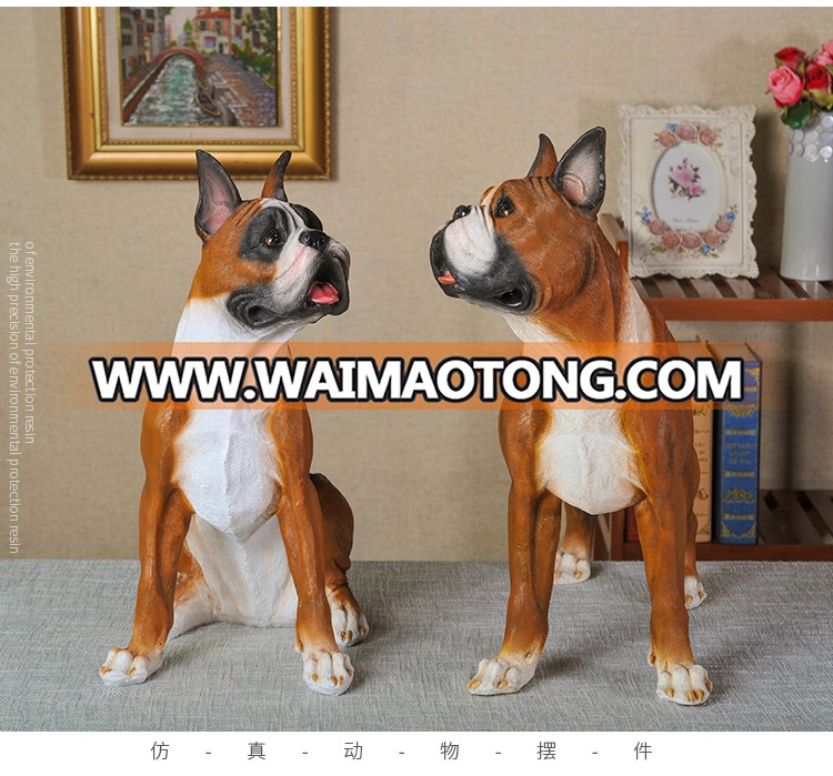 Factory direct sales animal resin clever boxer dog figurine for garden