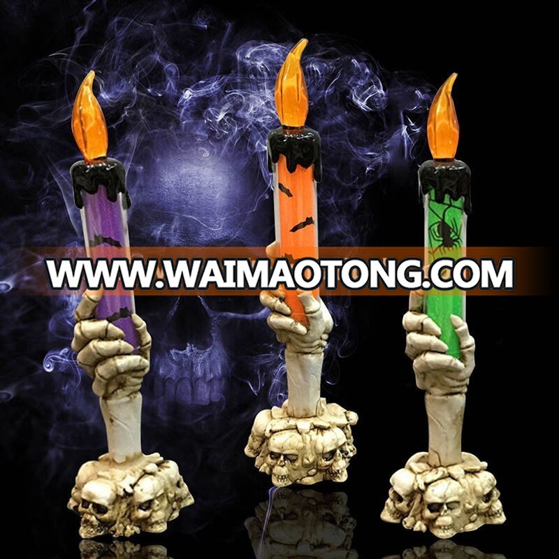 Led Flameless Electronic  Candles Halloween Skeleton Ghost Hand candle Decorative Led wax Candle Light Halloween day Decoration