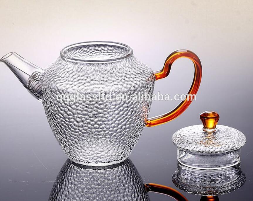 Custom heat resist glass flower tea pot for gas cooker direct fire