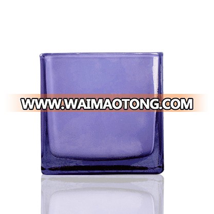 Wholesale Christmas glass candle holder square candle container