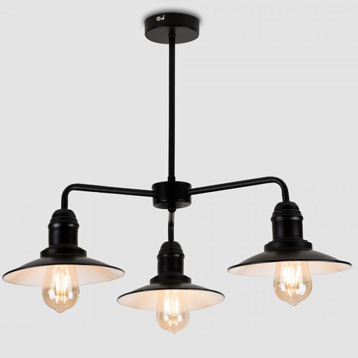 3-Light Chandelier Matt Black Modern Ceiling Light Industrial Pendant Lighting NS-125437