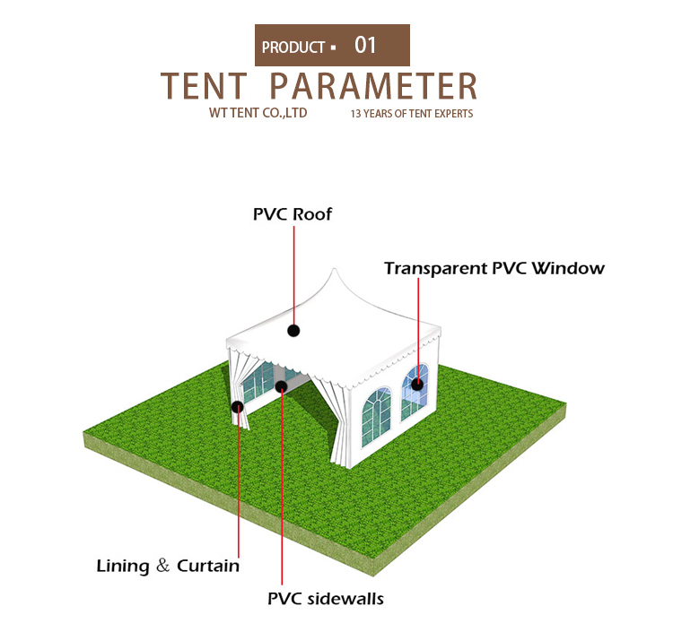 Aluminum PVC Luxury Pagoda Tent in Size 3x3m 4x4m 5x5m 6x6m