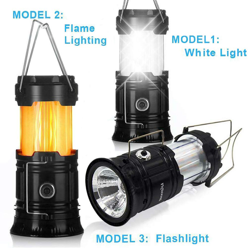 Portable Outdoor LED Flame Lantern 3-in-1 Camping Lantern for Hiking Collapsible AA Dry Battery LED camping light