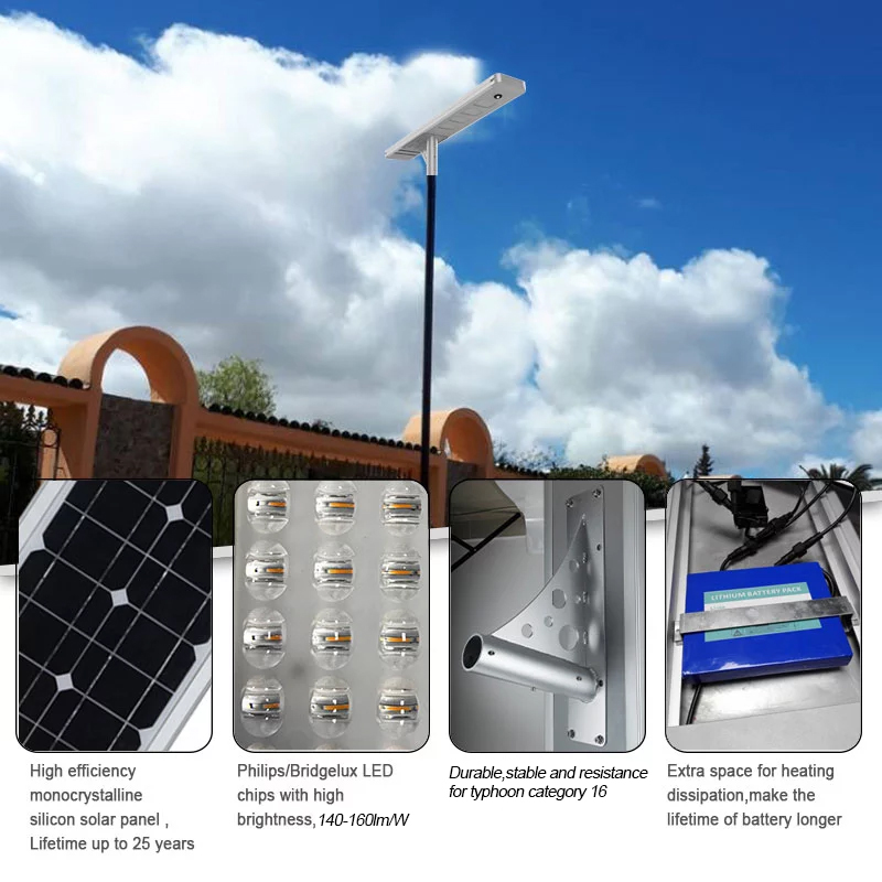 40W outdoor waterproof IP65 solar powered integrated all in one led solar street light lamp super bright led cells