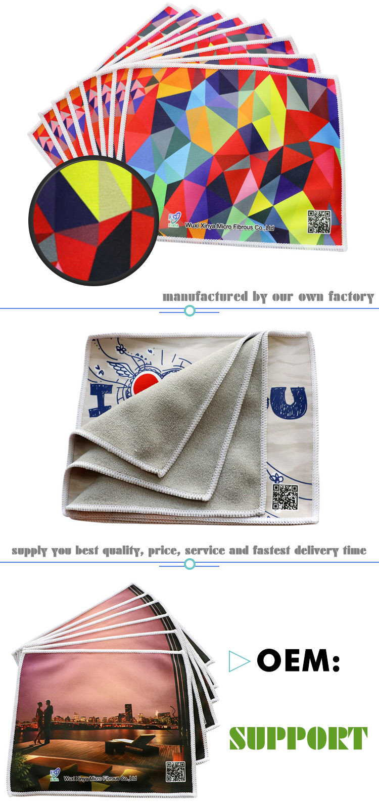 ecofriendly personalized microfiber 80% polyester 20% nylon eye glass cleaning cloth