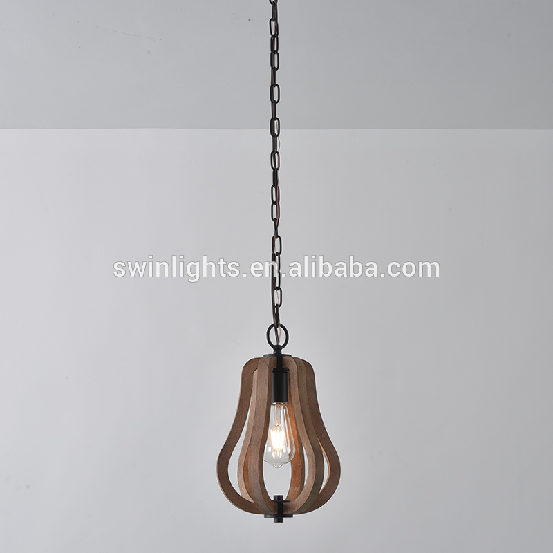 quality assured antique natural wood color single pendant light for corridor D9628-1