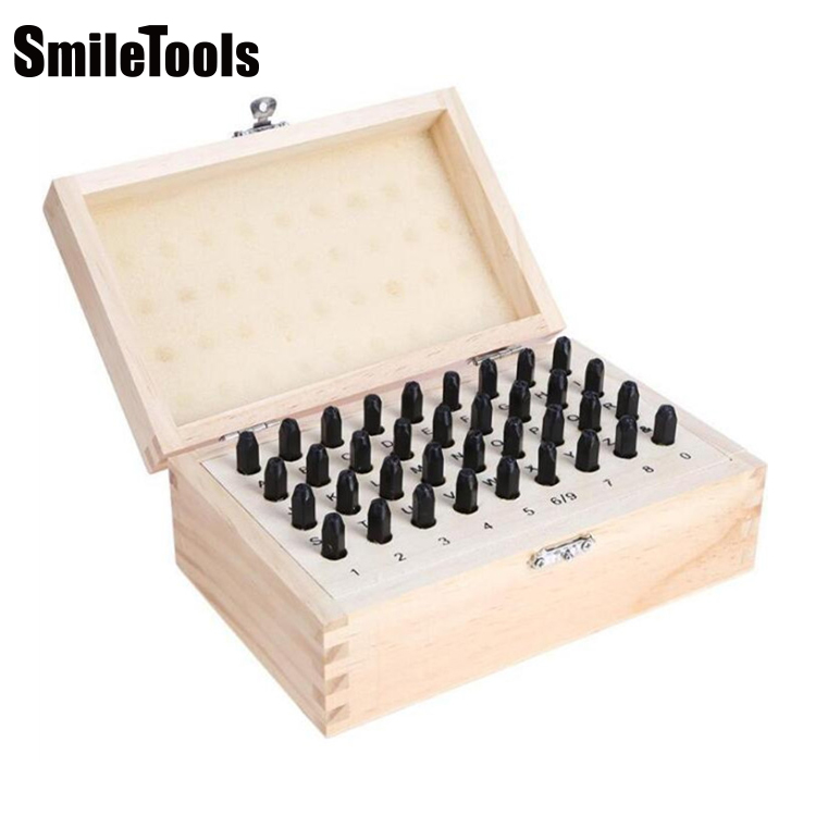 Metal Stamp Letter and Number Punch Press Die Set with Wooden Box Package