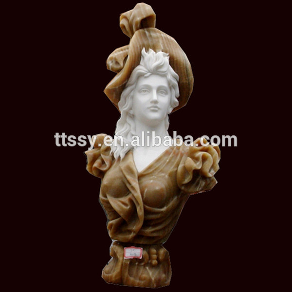 Colored marble bust statue